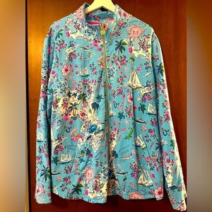 NWOT Lilly Pulitzer Leona Zip Up Amalfi Blue Lilly’s Roadtrip Jacket XXL
